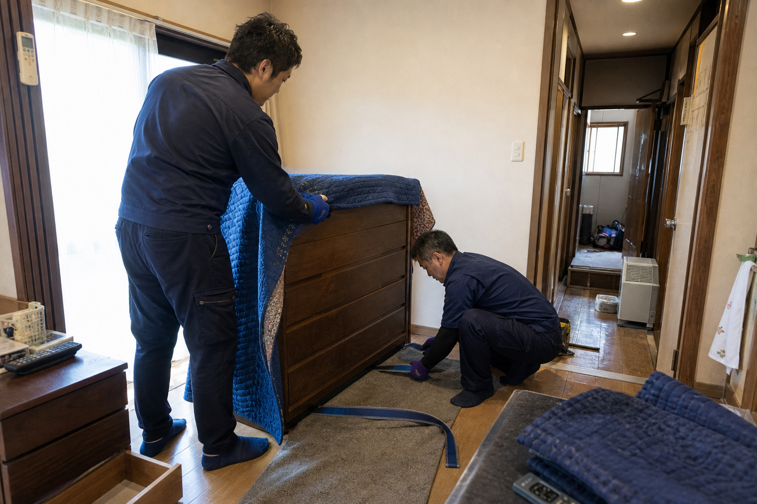 不用品回収業者のトラックに不用品を積んだ写真